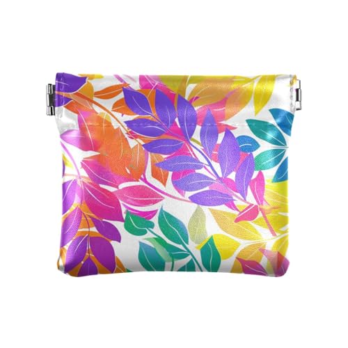 Lila Pfirsichblätter Damen Leder Münzbörse Geldbörse Niedlich Mini Kleingeld Geldbörse Münzfach für Frauen Mädchen von sanluoli