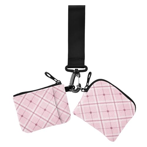 Lines Kartenetuis für Damen, kariert, Pfirsichstreifen, frisch, Retro-Stil, schlank, tragbar, Kartenhalter mit Handgelenkschlaufe, 2 Stück Lines Kartenetuis für Damen, kariert, Pfirsichstreifen, frisch, Retro-Stil, schlank, tragbar, Kartenhalter mit Handgelenkschlaufe, 2 Stück von sanluoli
