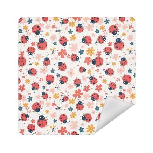 Magische Reise-Kosmetiktasche aus Stoff, selbstklebend, Make-up-Organizer, 35 x 35 cm, für Toilettenartikel, Minimalistische Safari-Blumen, 13.8x13.8in von sanluoli