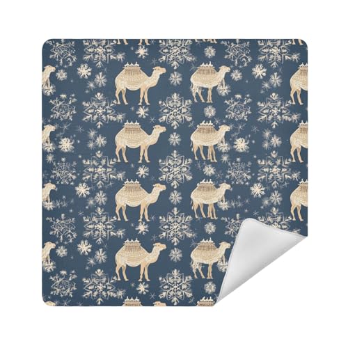 Make-up-Halter, Kamera-Objektivtuch, selbstklebend, Reise-Make-up-Organizer, 35 x 35 cm, Verpackung für Toilettenartikel, Schneeflocken, Kamel, 17.7x17.7in von sanluoli