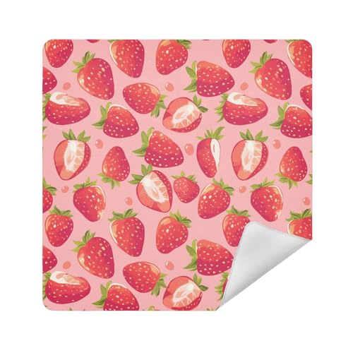 Make-up-Halter, schützender Make-up-Organizer, 35 x 35 cm, für Toilettenartikel, Köstliche pfirsichrote Erdbeeren, 17.7x17.7in von sanluoli