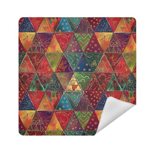 Make-up-Organizer-Tasche, Kamera-Objektivtuch, schützender Kosmetik-Organizer, 35 x 35 cm, Verpackung für Toilettenartikel, Bunte Patchwork-Dreiecke, einzigartiges Design, 21.7x21.7in von sanluoli