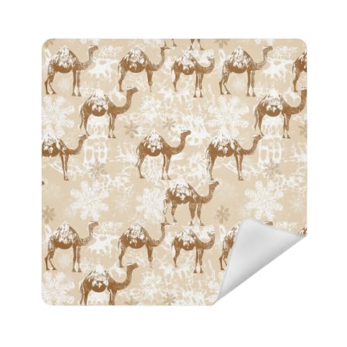 Make-up-Reiseetui, Stoff, selbstklebend, 35 x 35 cm, Kosmetik-Organizer für Reisen, Schneeflocken, Kamel, 21.7x21.7in von sanluoli