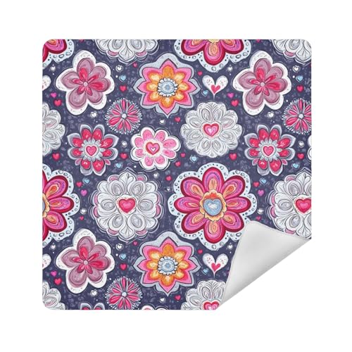 Make-up-Reisetasche, Stoff, selbstklebend, 35 x 35 cm, für Damen, Grau-pfirsichfarbene Blumen, 21.7x21.7in Make-up-Reisetasche, Stoff, selbstklebend, 35 x 35 cm, für Damen, Grau-pfirsichfarbene Blumen, 21.7x21.7in von sanluoli