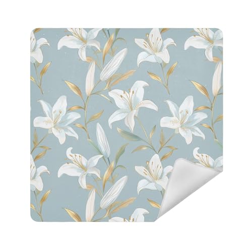 Make-up-Reisetasche, Stoff, selbstklebend, Reise-Make-up-Organizer, Wickeltasche, 35 x 35 cm, für Damen, Eleganter floraler Minimalismus, 21.7x21.7in von sanluoli