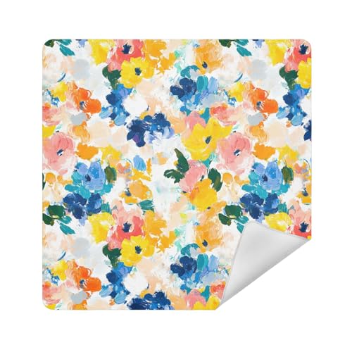 Make-up-Tasche, Kamera-Objektivtuch, magischer Aufkleber, Schmuck-Organizer, 35 x 35 cm, für Damen, Abstrakte Aquarellblumen, 21.7x21.7in von sanluoli