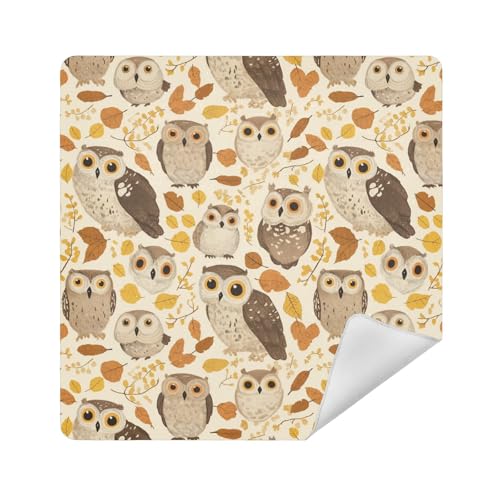 Make-up-Tasche, Kamera-Objektivtuch, magischer Reise-Make-up-Organizer, 35 x 35 cm, Wickeltasche für Damen, Safari Personalisierte Eulen Herbst, 21.7x21.7in von sanluoli