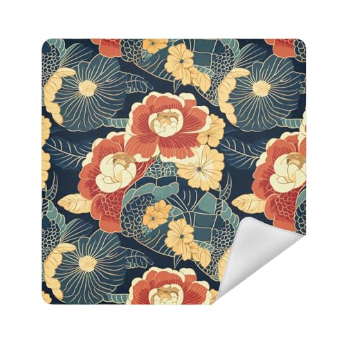 Make-up-Tasche, Kamera-Objektivtuch, selbstklebend, Reise-Organizer, 35 x 35 cm, Verpackung für Toilettenartikel, Vintage-Blumen-Stil, 21.7x21.7in von sanluoli