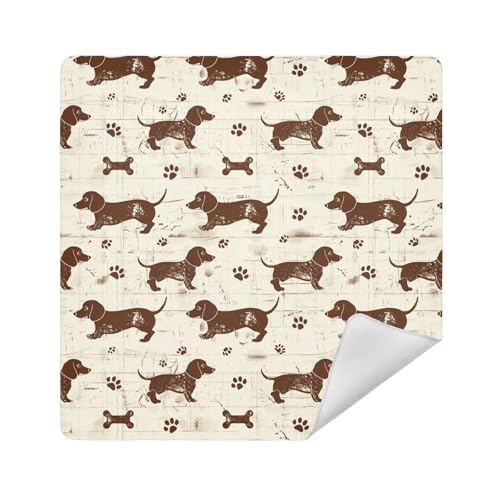 Make-up-Tasche, Schutztasche, Reise-Organizer, 35 x 35 cm, für Damen, Dashshund Hund, niedlich, Retro, Braun, 13.8x13.8in Make-up-Tasche, Schutztasche, Reise-Organizer, 35 x 35 cm, für Damen, Dashshund Hund, niedlich, Retro, Braun, 13.8x13.8in von sanluoli