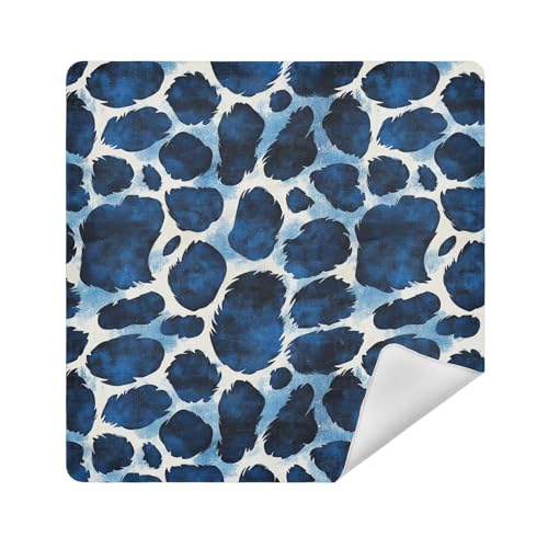 Make-up-Tasche, Stoff, selbstklebend, Kosmetiktasche, Reisetasche, Organizer, 35 x 35 cm, Verpackung für Toilettenartikel, Blauer Leopardenmuster, 21.7x21.7in von sanluoli