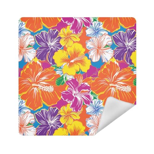 Make-up-Tasche, magischer Aufkleber, Schmuck-Organizer, 35 x 35 cm, für Damen, Hawaiianisches Blumenmuster, 13.8x13.8in von sanluoli