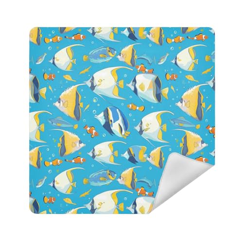 Make-up-Tasche, selbstklebend, Reisetasche, 35 x 35 cm, für Damen, Meerestiere Blue Ocean, 17.7x17.7in von sanluoli