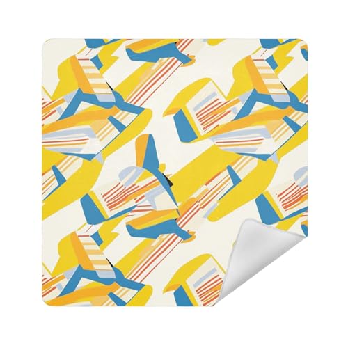 Make-up-Tasche, tragbar, Reise-Organizer, 35 x 35 cm, Kosmetik-Organizer für Reisen, Weiß-gelbe geometrische Flugzeuge, 13.8x13.8in von sanluoli