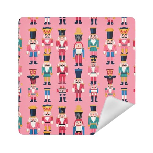 Make-up-Tasche aus Stoff, selbstklebend, tragbar, 35 x 35 cm, für Damen, Nussknacker, lebendiges, nahtloses Bild, 13.8x13.8in von sanluoli