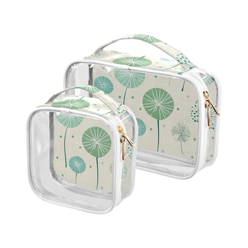 Make-up-Tasche für Herren, Löwenzahn-Make-up- und Toilettenartikel, TSA-zugelassen, transparent, klein, für Herren, Beige, Löwenzahn, 2 Stück, Beigefarbener Löwenzahn von sanluoli