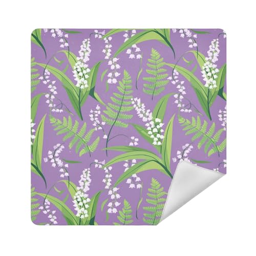 Make-up-Tasche für Kamera-Objektiv, selbstklebend, Kosmetiktasche, Organizer, 35 x 35 cm, Verpackung für Organisation, Lilien und Farne lila, 17.7x17.7in von sanluoli