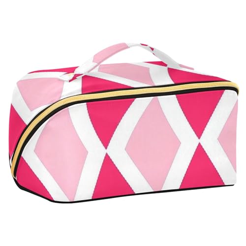 Make-up-Tasche mit Trennwänden, groß, Reise-Kosmetiktasche für Damen, mit Fächern und Griff, Pfirsichrot von sanluoli