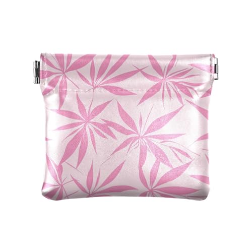 Maple Leaf Weed Pfirsich Damen PU Leder Münzbörse Wasserdicht Mini Kosmetiktasche für Damen Mädchen von sanluoli