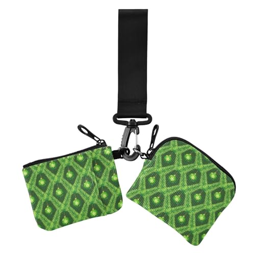 Merry Christmas Green Balls Damen Münzgeldbörsen Kartenetuis Mini Mode Visitenkartenetui Geld Organizer mit Armband für Arbeit Reisen 2 Stück von sanluoli