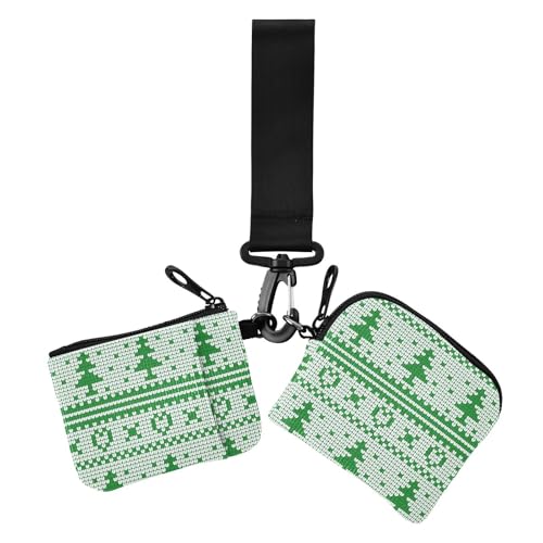 Merry Christmas Pixels Tree Green Dual Coin Purse Credit Card Holder Wallet Minimalist Business Card Holder with Wristlet Strap for Work Travel 2 Packs von sanluoli