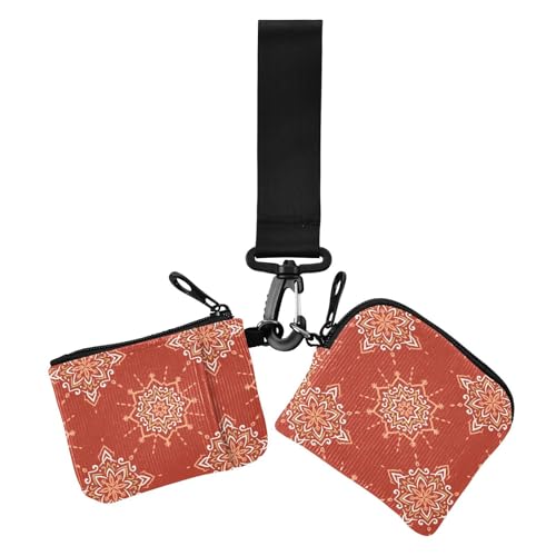 Merry Christmas Red Boho Floral Damen Kartenetuis Kleingeldhalter Große Kapazität Wristlet Wallet Schlüsselhalter mit Handgelenkschlaufe für den täglichen Gebrauch, 2 Packungen von sanluoli