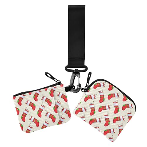 Merry Christmas Red Santa Socks Damen Münzgeldbörsen Kartenetuis Kompakte Größe Schlüsselanhänger Geldbörse Wechselgeldbörse mit Handgelenkschlaufe für Damen 2 Packungen Merry Christmas Red Santa Socks Damen Münzgeldbörsen Kartenetuis Kompakte Größe Schlüsselanhänger Geldbörse Wechselgeldbörse mit Handgelenkschlaufe für Damen 2 Packungen von sanluoli