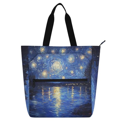 Midnight Starry Sky Stars Sparkling Kinderbuch-Tragetasche für Kinder, Damen, Herren, Gothic, wasserdicht, wiederverwendbar, Lebensmittel-Strandtasche mit Reißverschluss für College, Shopping, Strand Midnight Starry Sky Stars Sparkling Kinderbuch-Tragetasche für Kinder, Damen, Herren, Gothic, wasserdicht, wiederverwendbar, Lebensmittel-Strandtasche mit Reißverschluss für College, Shopping, Strand von sanluoli