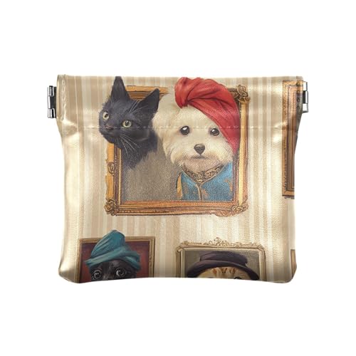 Mini-Make-up-Tasche für Damen, Jungen, Mädchen, Motiv: Hund und Katze, PU-Leder, kleine Münzen, ausgefallene Mini-Make-up-Tasche Mini-Make-up-Tasche für Damen, Jungen, Mädchen, Motiv: Hund und Katze, PU-Leder, kleine Münzen, ausgefallene Mini-Make-up-Tasche von sanluoli