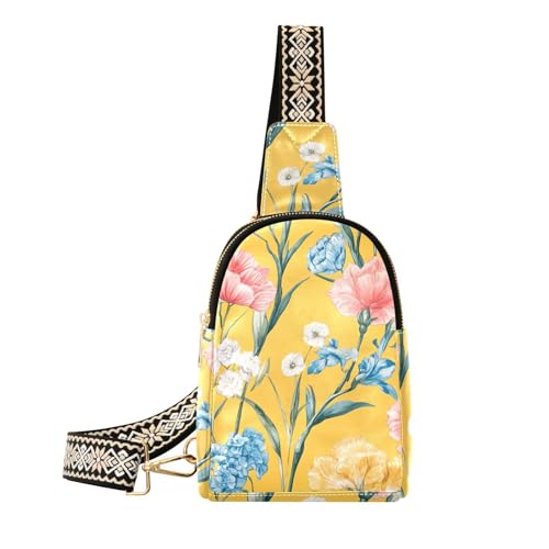 Modische Gürteltasche für Damen, mit gelbem Blumenmuster, rot, wasserdicht, für Reisen von sanluoli