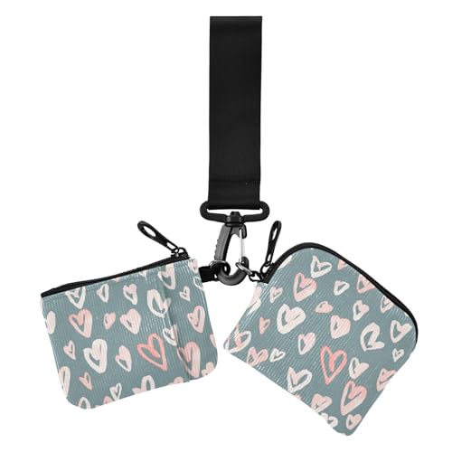 Münzbeutel mit Blumenmotiv, Valentinstag, hübsch, minimalistisch, für Damen, Kartenetui, schmal, abnehmbar, mit Reißverschluss, Münztasche mit Schlüsselanhänger für den täglichen Gebrauch, 2 Stück Münzbeutel mit Blumenmotiv, Valentinstag, hübsch, minimalistisch, für Damen, Kartenetui, schmal, abnehmbar, mit Reißverschluss, Münztasche mit Schlüsselanhänger für den täglichen Gebrauch, 2 Stück von sanluoli
