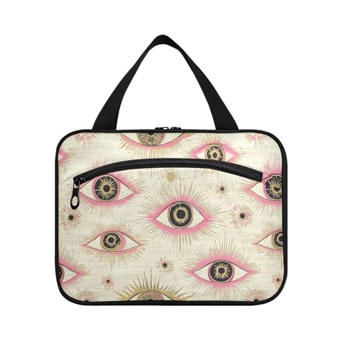 Mysterious Eyes Reise-Kulturbeutel für Herren, mit Haken, erweiterbare Designer-Taschen für Toilettenartikel, Reisezubehör für Damen, Camping, Bolsas de Maquillaje Para Mujer, Pink Gold, Rosafarbene von sanluoli