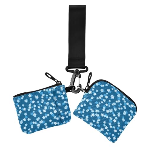 Nahtlose blaue Ästhetik, blaue Sterne, Damen-Kartenetui, Kleingeldfach, Schlüsselhalter mit Reißverschluss, Münzfach für Arbeit, Reisen, 2 Stück Nahtlose blaue Ästhetik, blaue Sterne, Damen-Kartenetui, Kleingeldfach, Schlüsselhalter mit Reißverschluss, Münzfach für Arbeit, Reisen, 2 Stück von sanluoli