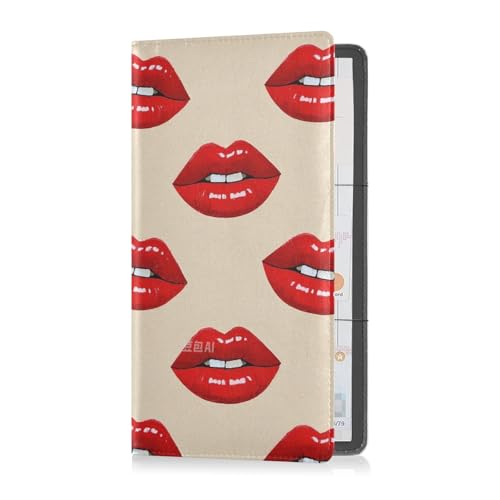 Niedliche Cartoon-Lippen-Mund-Premium-Leder-Auto-Registrierungs- und Versicherungshalter, wesentliche Auto-Brieftaschen-Hülle für Ausweis, Führerschein, Schlüsselkontaktinformationskarten von sanluoli