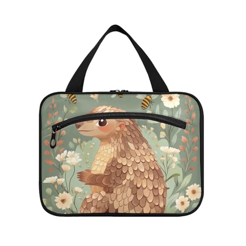 Niedliche Kulturbeutel zum Aufhängen, Pangolin, Salbeigrün, für Reisen, Damen, mit Haken, schicke Designer-Make-up-Organizer-Tasche für Accessoires für Damen, Badezimmer, Bolso Viajero Para Mujer von sanluoli