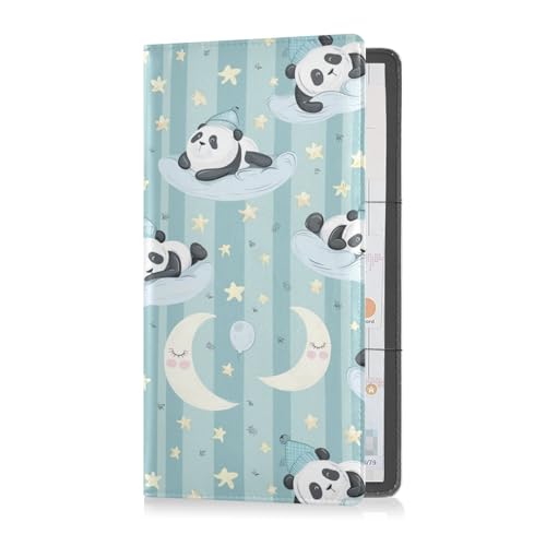 Niedlicher Cartoon-Pandas-Mondstreifen, Leder, Auto-Registrierungs- und Versicherungskartenhalter, Handschuhfach, Organizer für Ausweis, Führerschein, Schlüsselkontaktinformationskarten von sanluoli