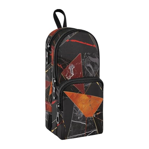 Obsidian Marmor Gold Geometrisches Nylon 3 Fächer Stiftebeutel Mehrzweck- und ästhetisches Federmäppchen Schreibwarentasche für Jungen Elementary 1600 ml von sanluoli