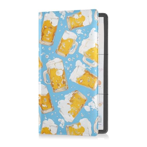 Orange Weizenbier, PU-Leder, Auto-Registrierungs- und Versicherungskartenhalter, Fahrzeug-Handschuhfach, Organizer für Ausweis, Führerschein, Schlüsselkontaktinformationskarten von sanluoli