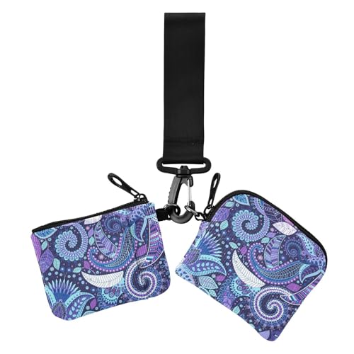 Paisley Flower Ethnic Purple Blue Boho Damen Kleingeldbörse Kartenetuis Große Kapazität Kleingeld Geldbörse Schlüsselhalter mit Armband für Frauen 2 Stück Paisley Flower Ethnic Purple Blue Boho Damen Kleingeldbörse Kartenetuis Große Kapazität Kleingeld Geldbörse Schlüsselhalter mit Armband für Frauen 2 Stück von sanluoli