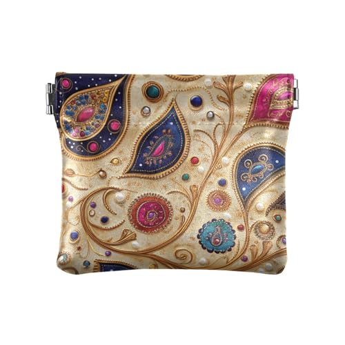 Paisley Gem-Farbe Beige PU-Leder Kleingeldbörse Wasserdicht Make-up Periode Tasche für Mädchen Damen Handtasche von sanluoli