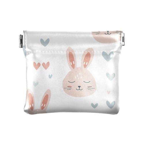 Peach Cute Bunny Damen Leder Münzgeldbörse Geldbörse Einzigartige Karte Schlüssel Organizer für Frauen Mädchen von sanluoli