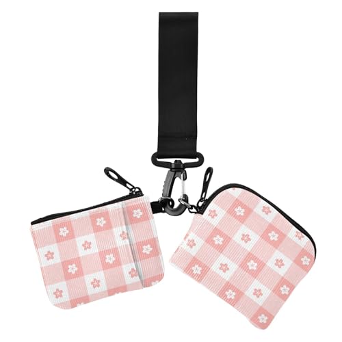 Peach Plaid Cute Cartoon Blooms Dual Coin Purse Credit Card Holder Wallet Large Capacity Key Chain Wallet Change Purse with Wristlet Strap for Work Travel 2 Packs Peach Plaid Cute Cartoon Blooms Dual Coin Purse Credit Card Holder Wallet Large Capacity Key Chain Wallet Change Purse with Wristlet Strap for Work Travel 2 Packs von sanluoli