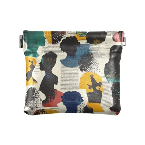 People Silhouette Art Street Damen Leder Münzgeldbörsen Beutel Fancy Card Schlüssel Organizer für Frauen Mädchen von sanluoli