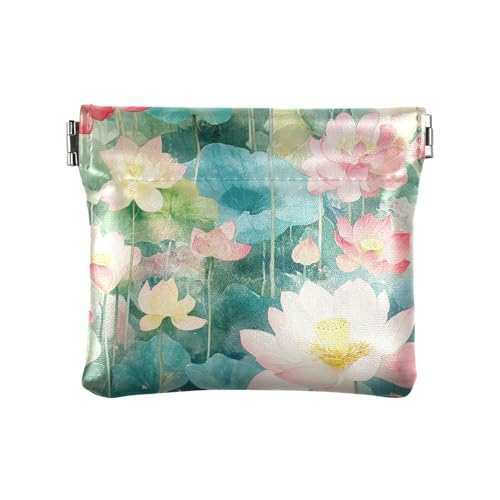 Pfirsich-Fluss-verträumte Damen-PU-Leder-Münzgeldbörse, ausgefallenes Reisezubehör für Frauen und Mädchen von sanluoli