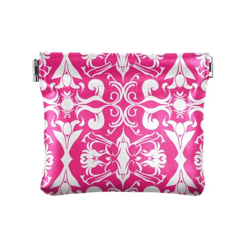 Pfirsich und Weiß Blumen Damen PU Leder Münzbörse Wasserdicht Mini Kosmetikkoffer für Mädchen Frauen Damen von sanluoli