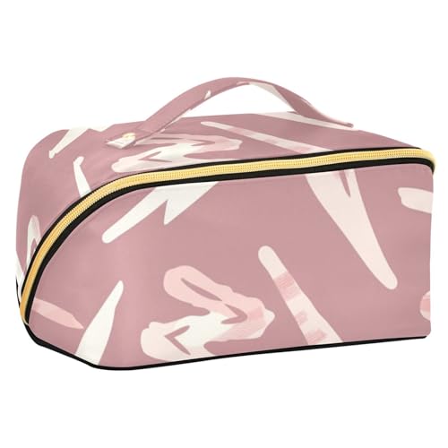 Pfirsichfarbene Reisetasche mit Trennwänden, große Kosmetiktasche für Damen, mit Fächern und Griff Pfirsichfarbene Reisetasche mit Trennwänden, große Kosmetiktasche für Damen, mit Fächern und Griff von sanluoli