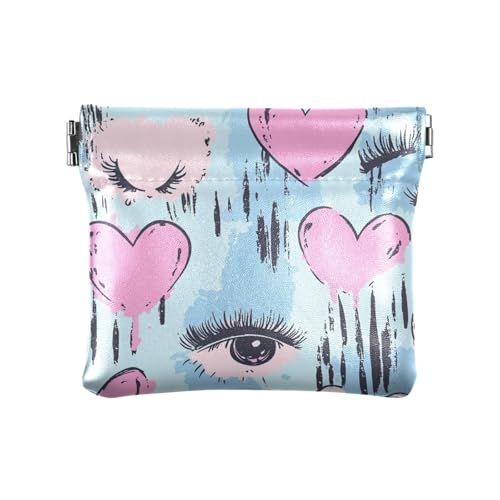 Pfirsichherz Anime Cartoon Augen Damen Leder Münzgeldbörse Praktischer Schmuck-Organizer für Männer Frauen Reisen von sanluoli