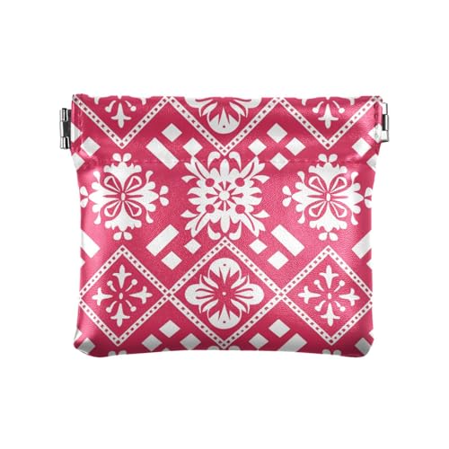 Pfirsichweißes Blumenmuster PU-Leder Kleingeldbörse Süßer Kleingeldhalter Karten-Organizer für Männer Frauen Reisen von sanluoli