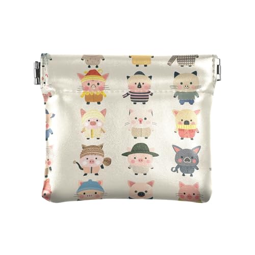 Piglet's Home Damen-Geldbörse aus Leder, praktischer Kartenschlüssel-Organizer für Männer, Frauen, Reisen von sanluoli