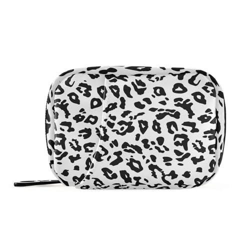 Pillendose mit Leopardenmuster, mit abnehmbaren Fächern, aufsteckbare Medikamenten-Reisetasche, Schwarz / Weiß von sanluoli