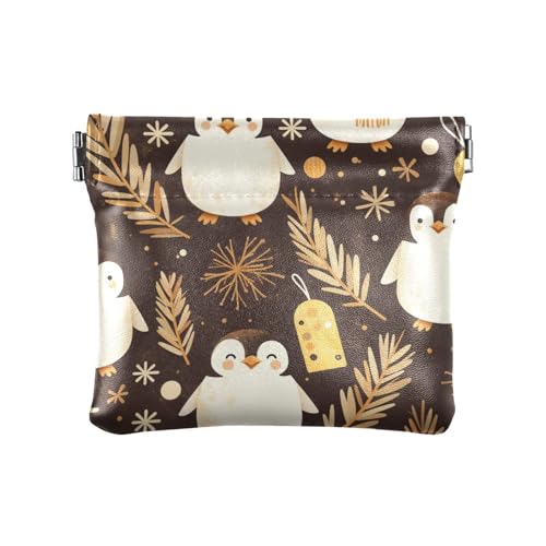 Pinguin Rose Gold Damen Leder Münzbörse Einzigartige Mini Kleingeld Geldbörse Münzfach für Frauen Mädchen von sanluoli